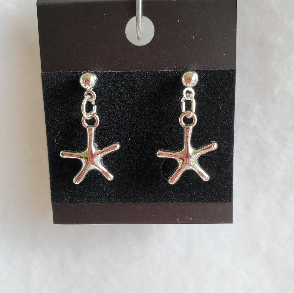 Womens silver starfish post earrings